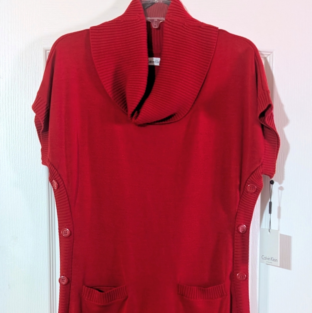 Calvin Klein Crimson Cowl Neck Dress